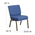 thumbnail image 4 of Emma + Oliver 4 Pack 21"W Stacking Church Chair in Blue Fabric - Gold Vein Frame, 4 of 12