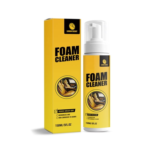 Car Interior Foam Cleaner Spray 150ml for Seats, Leather, Plastic & Fabric – Gentle, Non- Stain Remover and Protectant for Dashboard, Door Panels, and Floor Mats