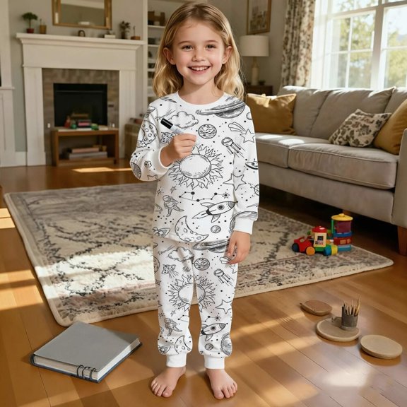 Girls Ensemble Ant Long Sleeve Cozy Breathable Big Loungewear for Girls Drawstring Sporty Pants Set