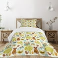 thumbnail image 3 of Ambesonne Cats Quilted Bedspread Set 2 Pcs, Cats Birds Butterfly, Twin Size, Green Brown Pale Blue, 3 of 6