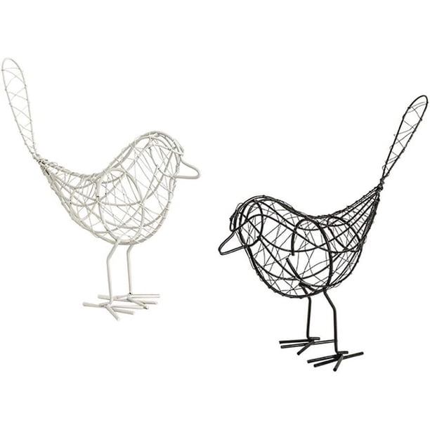 Decoración rústica de mesa, estatua de pájaro de metal hecha a mano con funcionalidad de soporte para notas, que realza el estilo de su casa de campo con elegancia práctica (2 piezas)
