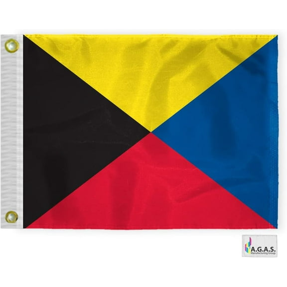 AGAS Zulu Code Z Marine Signal Flag - Printed 200D Nylon - Canvas Header - Brass Grommets - Colorfast & Stitched Edges - Nautical Boat Flag - Naval Code Signal Flag.