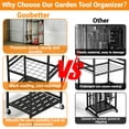 thumbnail image 7 of Goobetter Garden Tool Organizer,3 Tier Yard Tool Tower Rack for Garage Organization Storage,Heavy Duty Metal Garden Tool Stand Up to 35 Long-Handled Tools/Rakes/Brooms for Shed,Yard, 7 of 7
