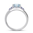 thumbnail image 4 of 2.20 Ct Round Shape Aquamarine & Blue Sapphire Gemstone Stunning Ring for Birthday Gift 14K White Gold Size 11 by Diamond-Capitals, 4 of 7