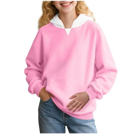 UAMVSH Oversized Hoodies for Girls and Boys Cute Kids Long Sleeve Sweatshirts Casual Comfy Hooded Pullover Tops with Pockets(5-6 Years Pink)