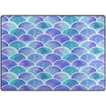 thumbnail image 2 of FREEAM Rainbow Watercolor Scales of Mermaid Area Rug Mat for Living Dining Dorm Room Bedroom Home Decorative 5'3"x4', 2 of 6