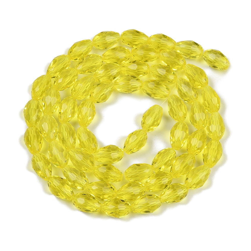Transparent Glass Beads Strands Faceted Teardrop Yellow 15x10mm Hole: 1.6mm about 46~48pcs/strand 27.95 inch(71cm)