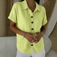 thumbnail image 6 of Ruimatai Women's Collared Button Down Rolled Sleeve Loose Fit Casual Blouses for Women Summer Everyday Wear, 6 of 7