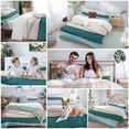 thumbnail image 5 of Teal Beige Duvet Cover Set King Size, Gradient Waves Abstract Ombre Stripes Modern 4 Piece Soft Microfiber Bedding Set with 1 Duvet Cover, 1 Flat Sheet, 2 Pillowcases, 5 of 9