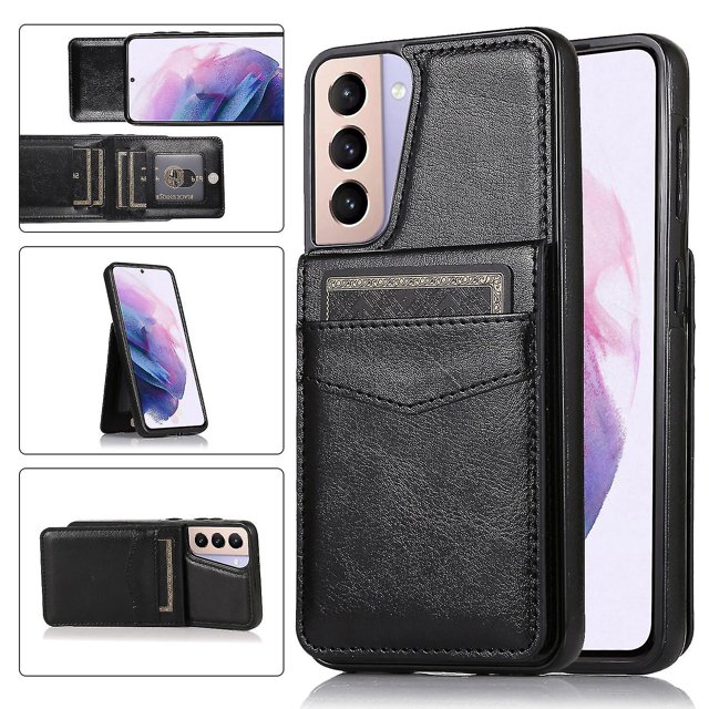 Funda de piel sintética estilo empresarial para Samsung S21 con tarjetero, función billetera, función atril y protección contra caídas.