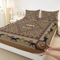 thumbnail image 3 of Homewish Brown Bohemian Aztec Bed Sheets, Rustic Horse Animal King Sheets, Vintage Countryside Sheet Set, Breathable Home Decor, 4-Piece, 3 of 7