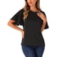 thumbnail image 4 of INSPIRE CHIC Blusas de Manga Corta con Mangas de Mariposa para Mujeres, Cuello Redondo, Color Negro, Talla S, 4 of 6