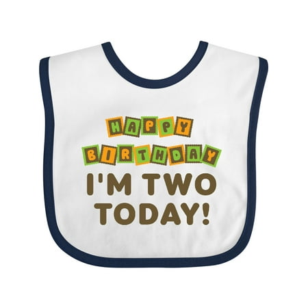 

Inktastic Happy 2nd Birthday I m Two Childs Gift Baby Boy or Baby Girl Bib
