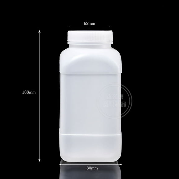 Dayesque 2pcs 1000ml White Square Wide Mouth Plastic Laboratory Bottles Chemical Storage Containers for Lab Hospital Chemical Plant