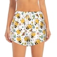 thumbnail image 2 of Xecao's Bee and Flowers for a double-layer running short for women, perfect for gym, tennis, and more, featuring a convenient pocket., 2 of 9