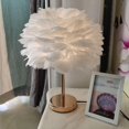 thumbnail image 3 of Feathers Table Lamp Night Light Lampshade for Bedside Home Room Decor White, 3 of 8