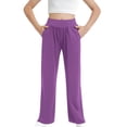 thumbnail image 3 of HVOBTTY Kids Soft Long Length Straight Leg Pants, Girls Fall and Winter Pants, Toddler Kids Kids Fashion Sweet Elasticity Straight Pants High Waist Pants Purple, 5-6 Years, 3 of 5