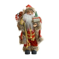 11.8Inch Santa Claus Decorations, Standing Christmas Santa Claus Figurine Figure Decor Christmas Sock and Gifts Bag Christmas Decoration Indoor, Christmas Birthday Gifts