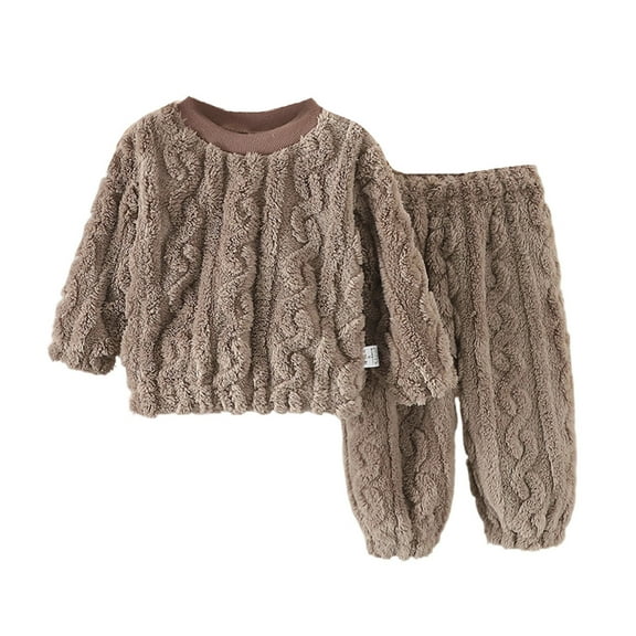 oqasdz Baby Girl Outfits Boys Cozy Flannel Pajama Soft Loungewear Warm Sleepwear Long Sleeve And Pants For Kids Fall Winter Nightwear Size 18 M-24 M