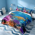 thumbnail image 3 of Erosebridal Sea Animal Quilt King, Marine Turtle King Coverlet Set, Reversible 3pcs, 1 Bedspread and 2 Pillowcases, 3 of 7