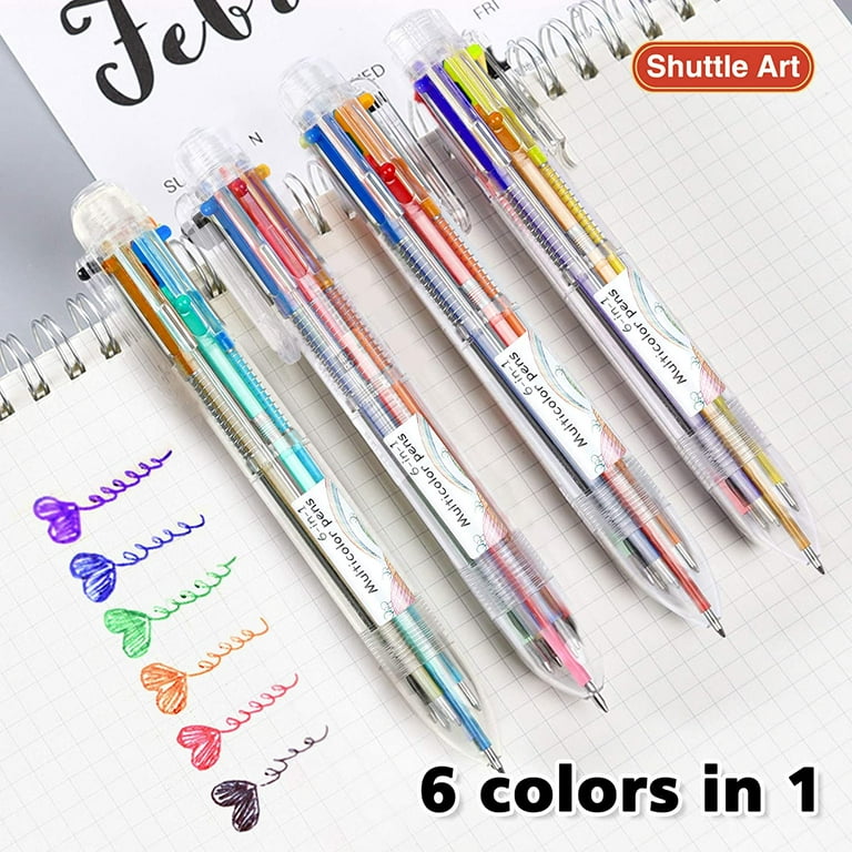 Sikao 6-in-1 Multicolor Pens, 6 Pack Multi Color Pens All in One, Multicolored Pens, Rainbow Pens, Bulk Party Favors, Classro