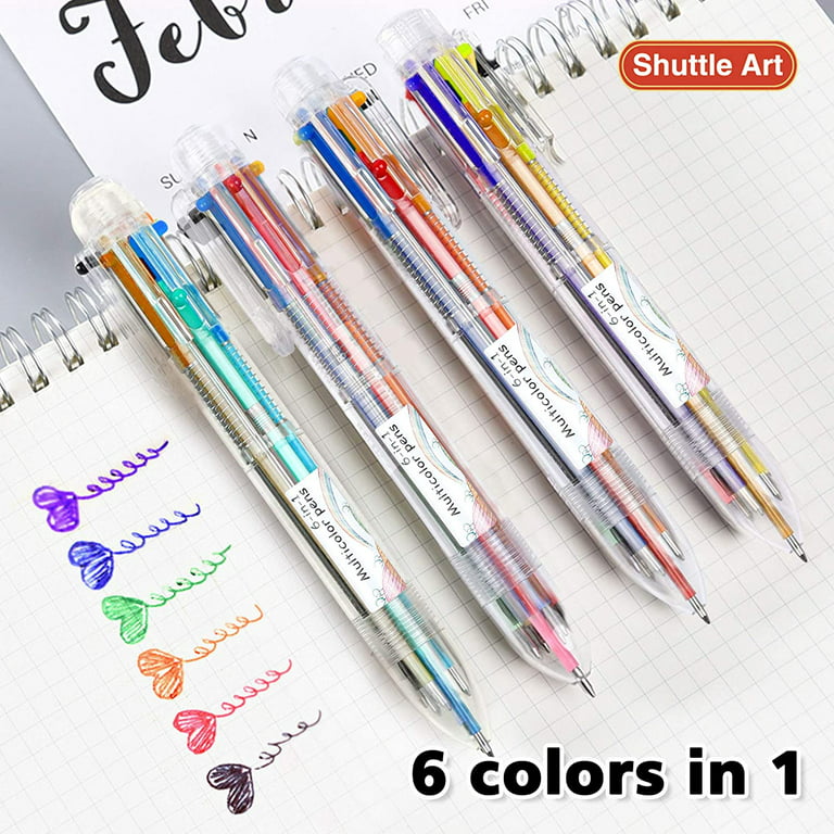 Wrapables Multi-Color 6-in-1 Retractable Ballpoint Pens for School, Office, Stationery (Set of 8) Pastel