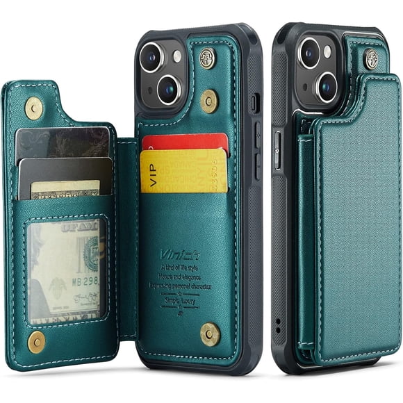 DSR for iPhone 13 Wallet Case with Card Holder, RFID Blocking for iPhone 13 Case for Women Men, Durable Kickstand Shockproof Phone Case for iPhone 13