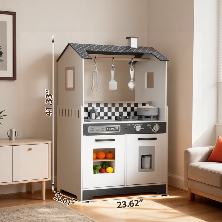 COCLUB 2-in-1 Wooden Play Kitchen & Laundry Center photo 6
