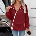 thumbnail image 4 of purcolt Women's Rain Jackets Diagonal Zip Long Sleeve Pullover Windbreaker Waterproof Hooded Jackets Casual Lightweight Oversized Travel Hiking with Kangaroo Pocket, 4 of 9