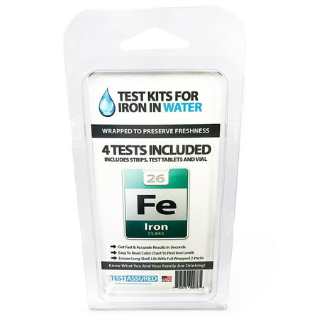 4-Pack Iron In Water Testing Kits - Fast Results Includes Test Strips, Tablets &