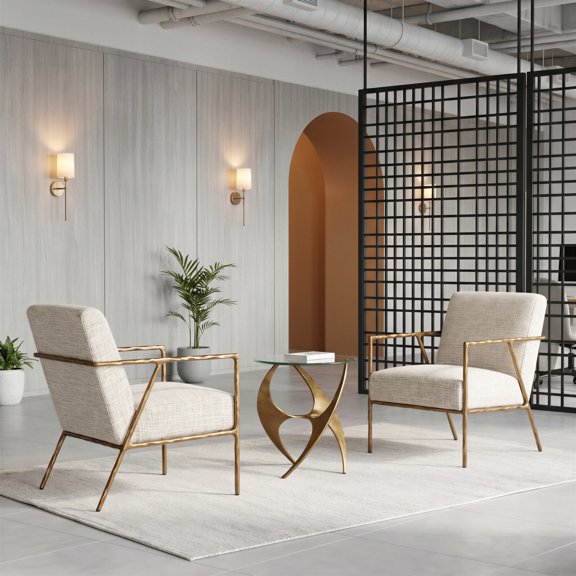 Sabel Side Table Gold End Table, Modern Style, Clear Glass round shape tabletop, Aluminum, Indoor Living