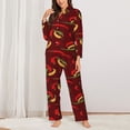 thumbnail image 2 of Hirioo Hot Chili for Women's Pajama Sets 2 Piece Pjs Women's Long-Sleeved Pajama Set Button Down Sleepwear,S-XXL-XX-Large, 2 of 7