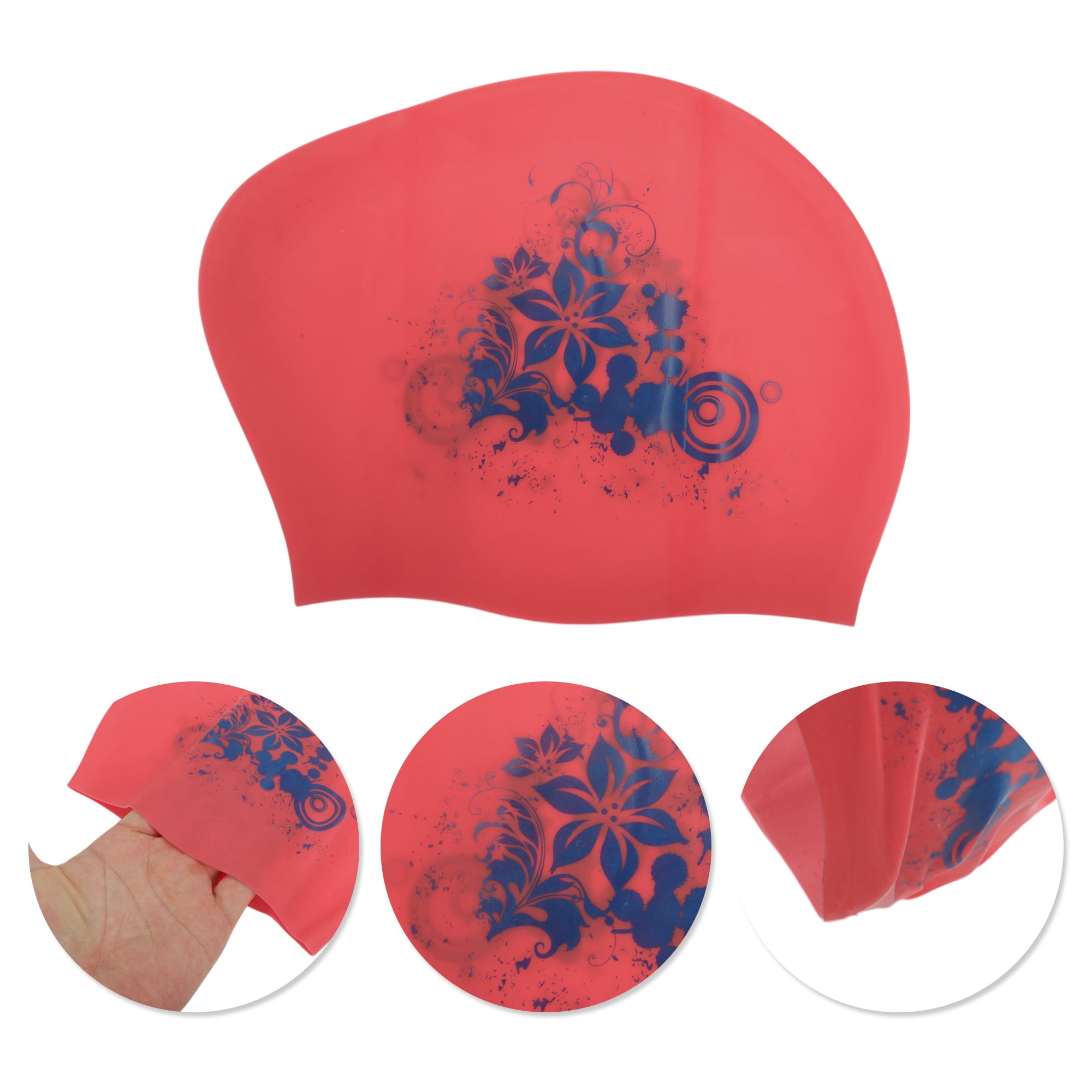 Unique Bargains Floral Pattern Swim Cap 1Pc Red