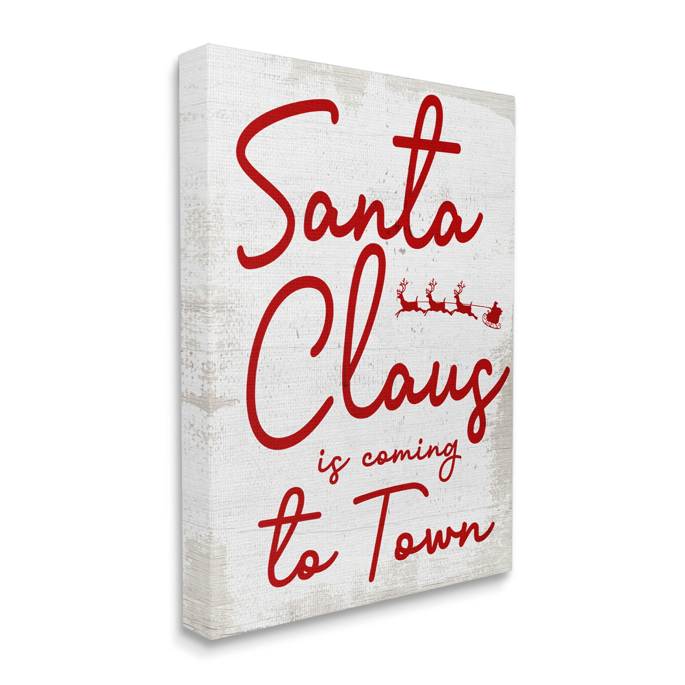 Santa Claus Coming to Town Phrase Holiday Graphic Art Gallery Wrapped Canvas Print Wall Art