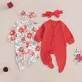 thumbnail image 2 of Karoyedx Newborn Outfits Infant Baby Girl Boy Outfits Long Sleeve Jumpsuit Romper One Piece Fall Winter Hoodie Bodysuit Red Size,newborn, 2 of 4
