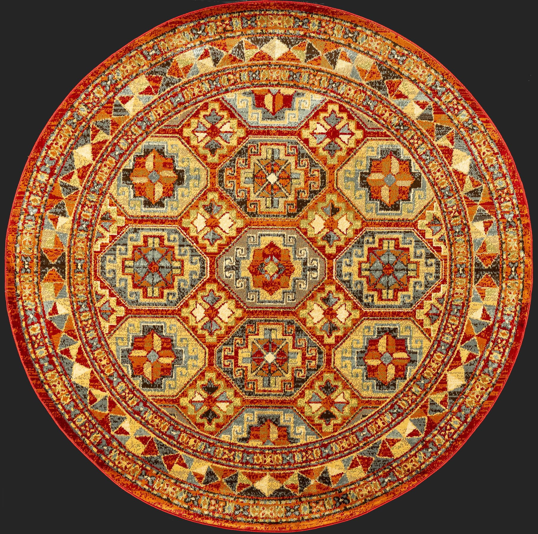Kenitra Polypropylene Indoor Area Rug Red 8' (Round) Made in Egypt