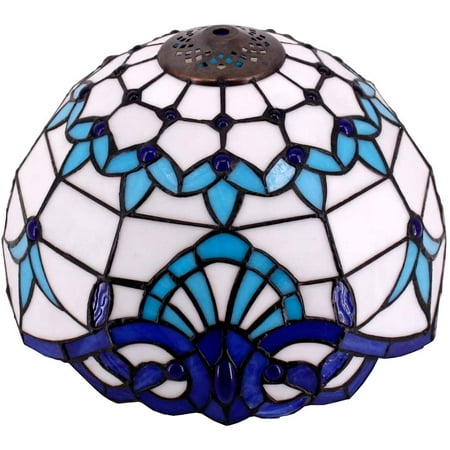 Lamp Shade Replacement W12h6 Inch For Table Lamps Ceiling Fixture Pendant Light Blue White Stained Glass Baroque Style S003b Living Room Bedroom Study Office Desk Nightstand Bedside Canada Lamp Shade Replacement W12h6, Leaded Glass Lamp Shade Repair