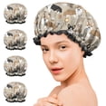 thumbnail image 7 of Shower Caps,Cartoon Corgi and Coffee Waterproof Shower Cap for Women 4 Pieces,Double Reusable Hair Cover for Shower PEVA Elastic Stretch Hem, 7 of 7