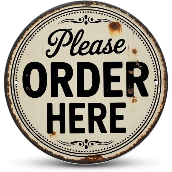 Round Vintage Metal Wall Decor Sign, Aesthetic Restaurant and Home Room Decoration for Bedroom, Bar, Cafe, Garden, Outdoor, 8 Inch