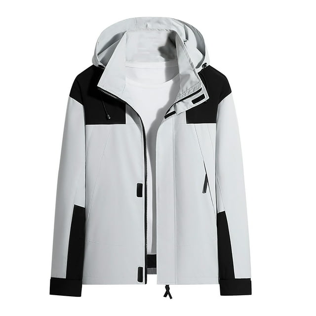 LSLJS Mode Femmes Veste Confortable Décontractée à Blocs de Couleur avec Cordon de Serrage Poche Manches Longues à Capuche Veste Décontractée (Blanc, TTTTG)