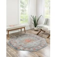 thumbnail image 4 of Unique Loom Baracoa Collection Area Rug - Malecon (5' Octagon Light Blue/Orange), 4 of 10