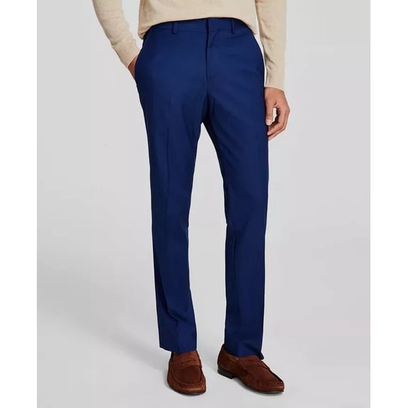 Kenneth Cole Reaction Men's Slim Fit Techni-Cole Dress Pants, Navy Blue 38 x 32