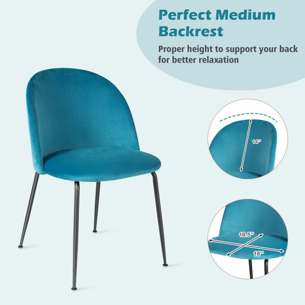 Demi Bonn Set of 2 Upholstered Velvet Dining Chair with Metal Base for Living Room, Teal