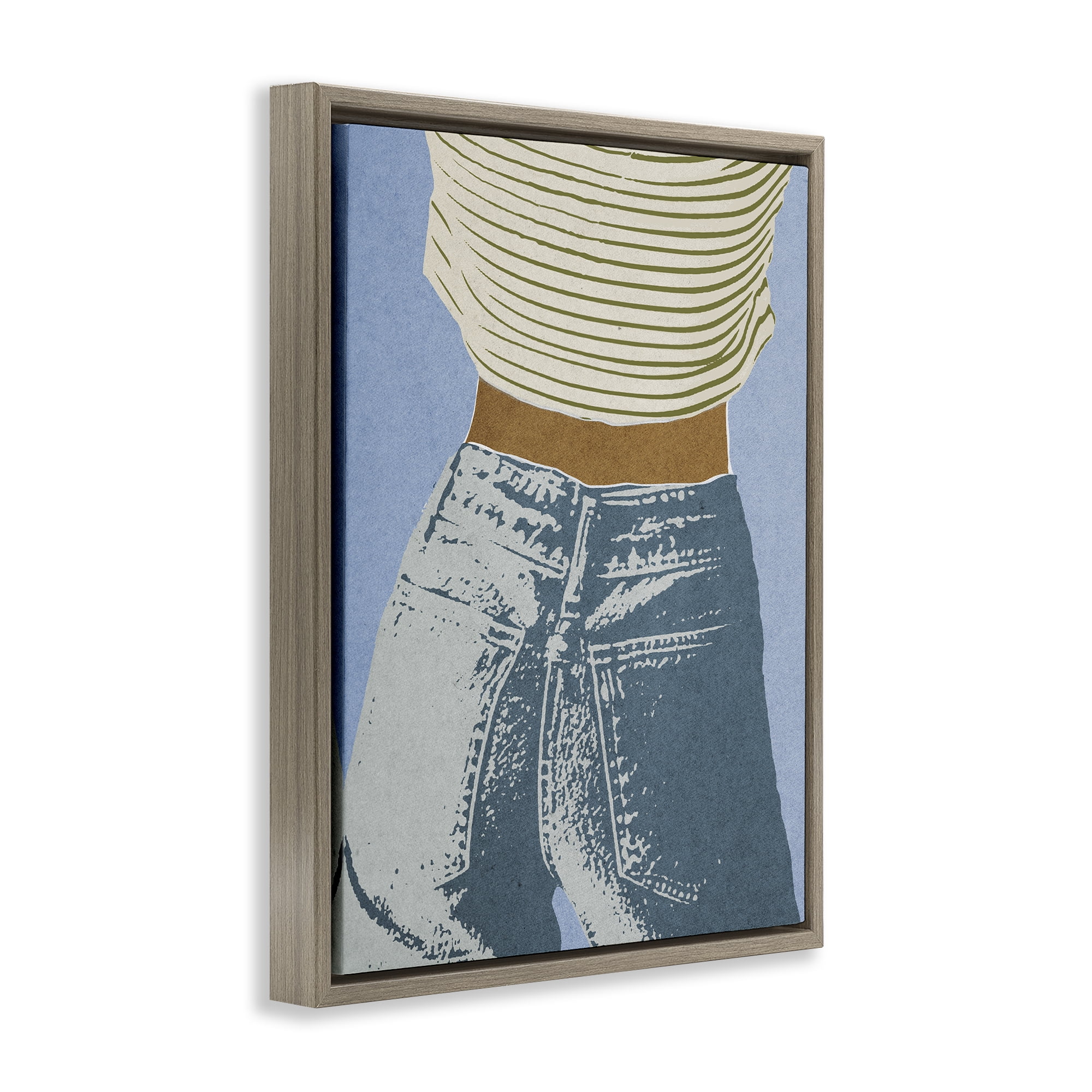 Stupell Industries Vintage Jeans & Tee Brown Framed Floater Canvas Wall Art, design by Victoria Barnes