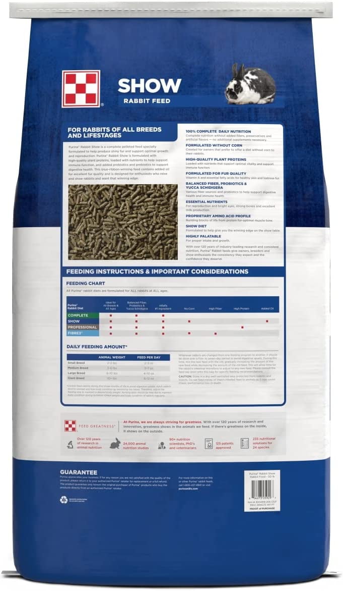Purina Show Rabbit Feed, Feed for Show Rabbits, 50 lbs