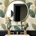 thumbnail image 4 of Green Gold Tropical Leaves Wallpaper, Modern Boho Minimalist Aesthetic peel and stick wallpaper, waterproof, Home Decor for Bedroom, Living Room, Bathroom, Kitchen Cabinet, Dorm Room [17.7 * 118 in], 4 of 8