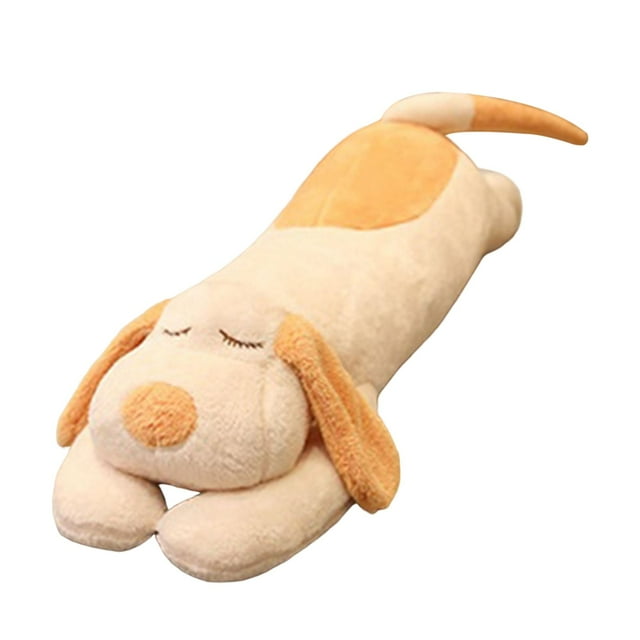 Lindo cojín de peluche largo con forma de perro de tiras, cómodo regalo de dibujos animados, animal de peluche beige 60cm