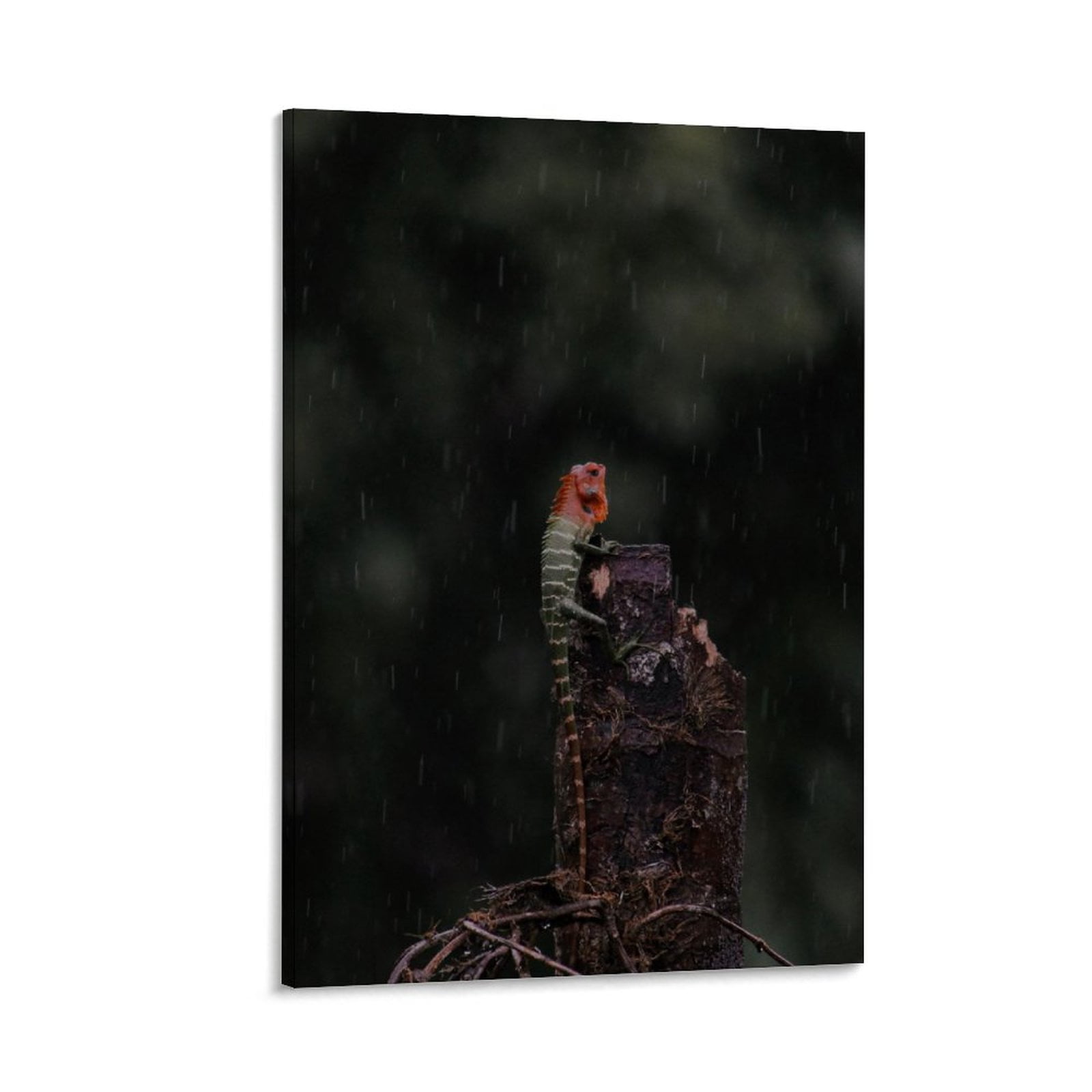Chameleon Framed Canvas Wall Decor, Vertical Version Wall Art Modern Home Decor, Ready to Hang
