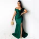 thumbnail image 2 of Vestidos de noche de sirena con escote en V y hombros descubiertos sexys para mujer, elegantes vestidos largos formales ajustados con frunces para fiestas nocturnas y bailes de graduación, 2 of 5