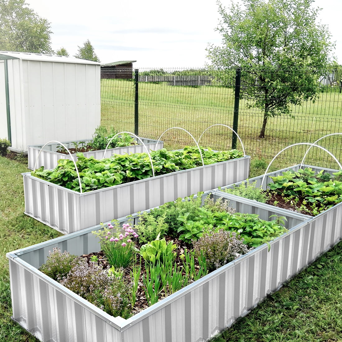 KING BIRD Raised Garden Bed 68''x36''x12'' x2 Packs, Galvanized Steel Metal Outdoor Planter Kit